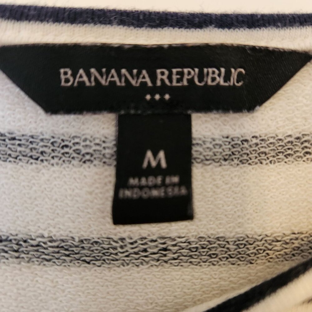 Striped Black White French Terry Nautical Summer Beach Cute Coastal Medium - Picture 4 of 7